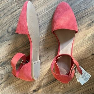 suede ankle strap flats